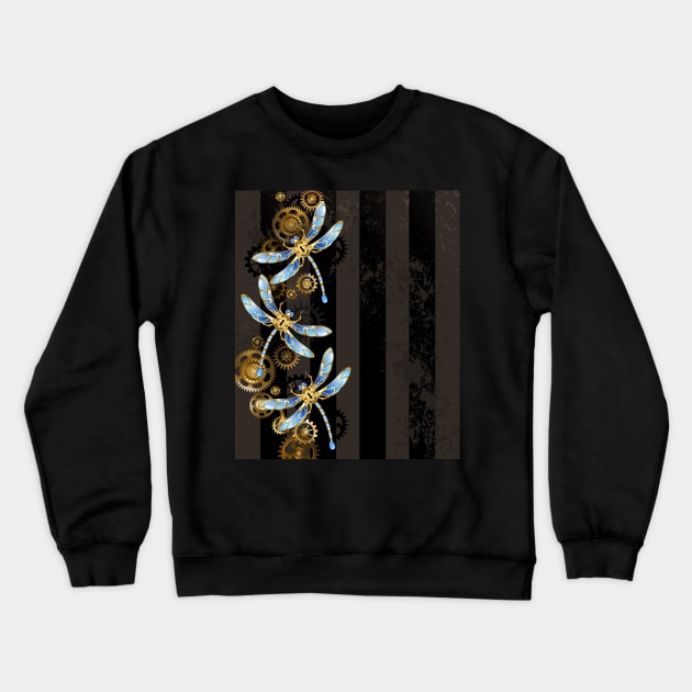 Design with Mechanical Dragonflies ( Steampunk ) Crewneck Sweatshirt by Blackmoon9